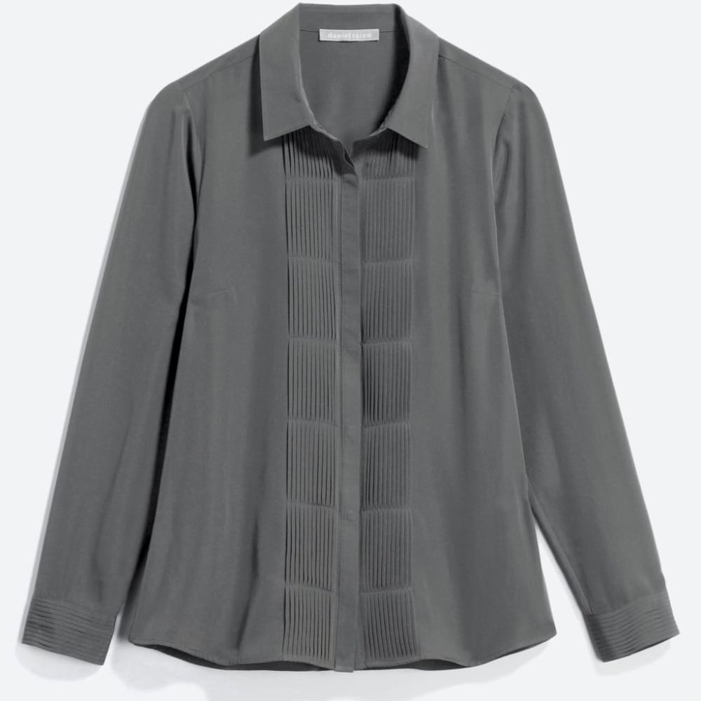 Daniel Rainn micro pleat button down blouse